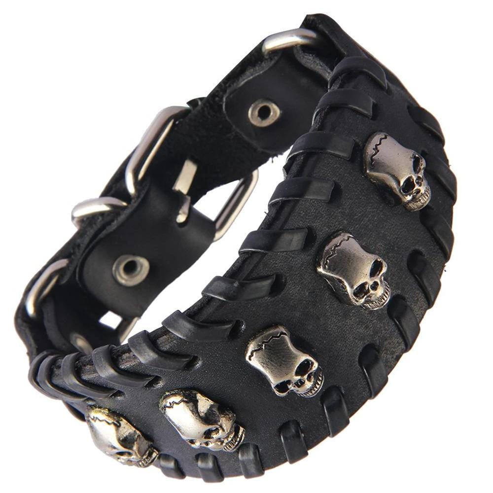 Bracelet de Force Noir tête de mort - Mon Bracelet Homme
