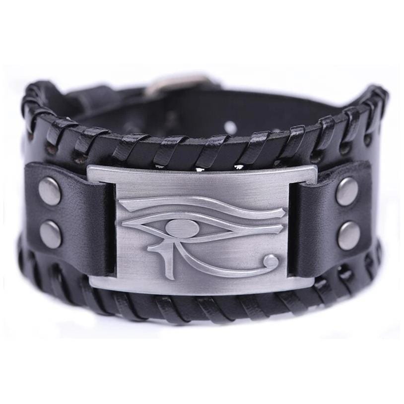 Bracelet de Force Oeil d'Oudjat en Cuir - Mon Bracelet Homme