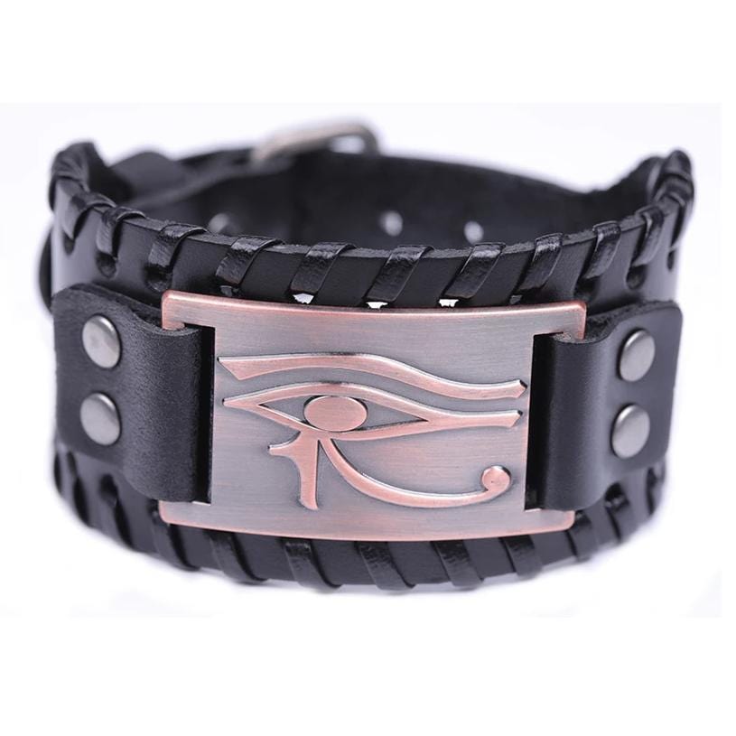 Bracelet de Force Oeil d'Oudjat en Cuir - Mon Bracelet Homme