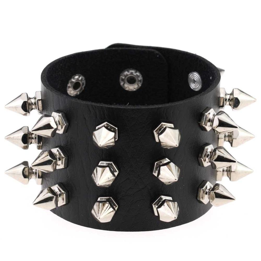 Bracelet de Force Piques Rock en Cuir - Mon Bracelet Homme