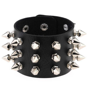 Bracelet de Force Piques Rock en Cuir - Mon Bracelet Homme