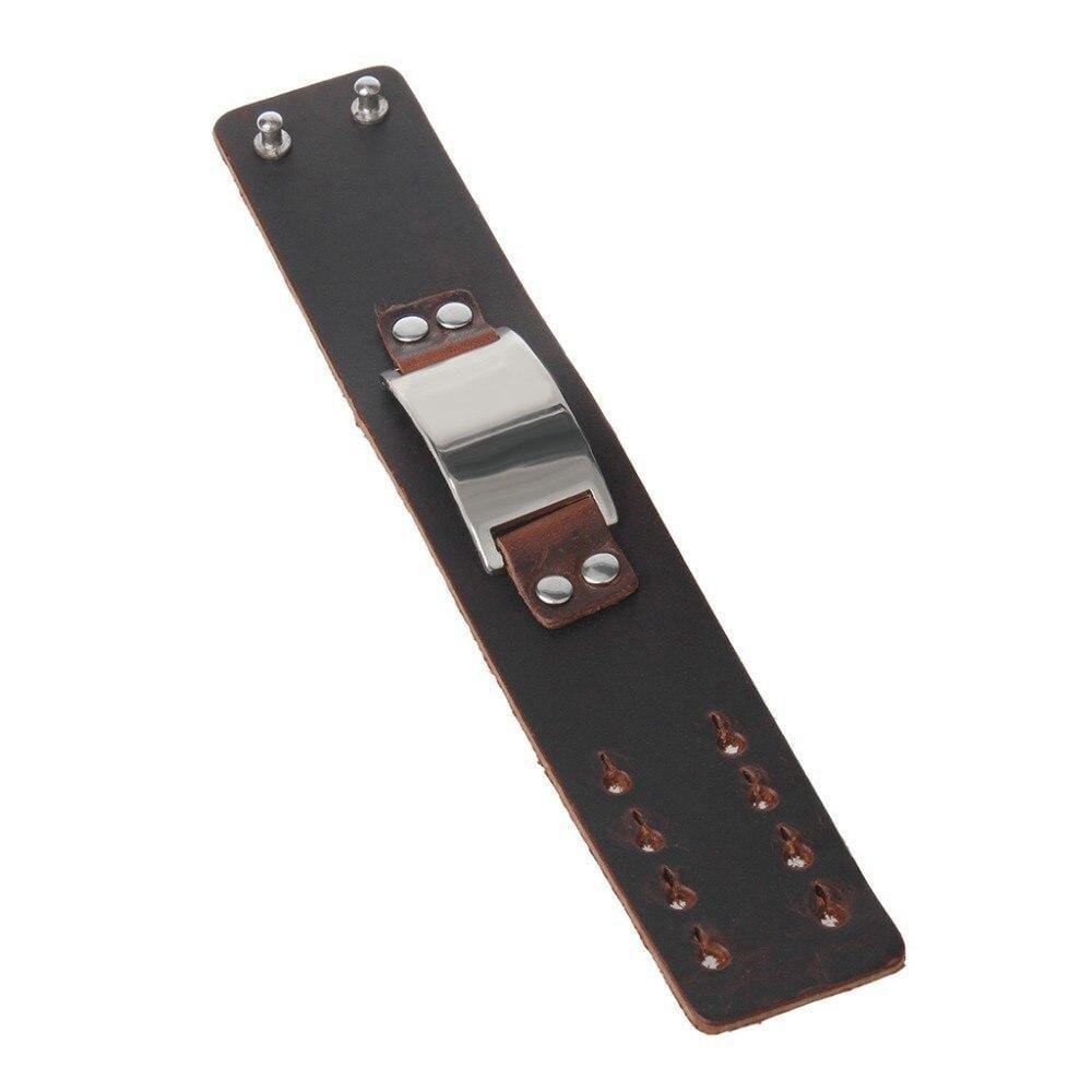 Bracelet de Force Plaque en Métal en Cuir - Mon Bracelet Homme