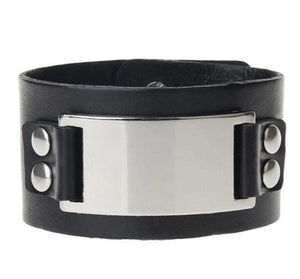 Bracelet de Force Plaque en Métal en Cuir - Mon Bracelet Homme