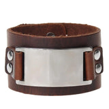 Bracelet de Force Plaque en Métal en Cuir - Mon Bracelet Homme