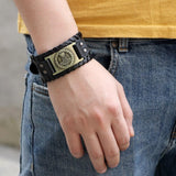 Bracelet de Force Runes Odin en Cuir - Mon Bracelet Homme
