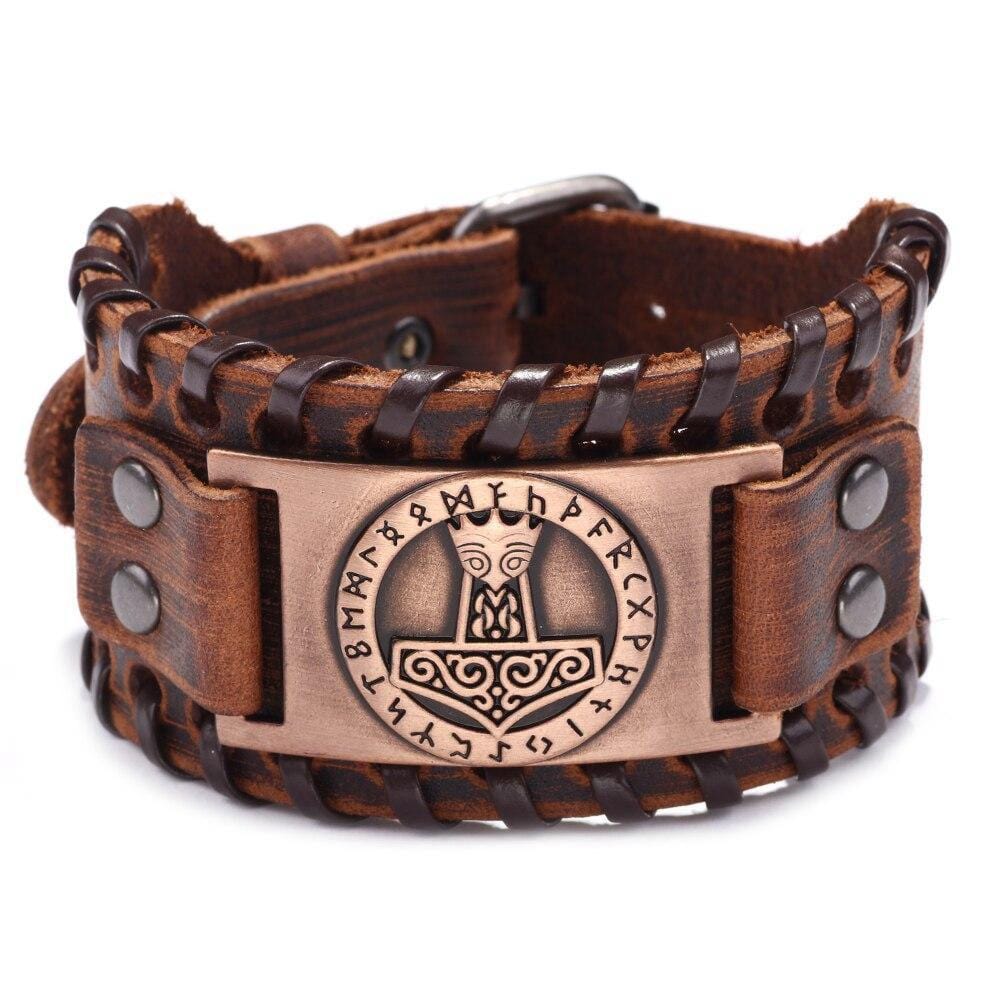 Bracelet de Force Runes Odin en Cuir - Mon Bracelet Homme