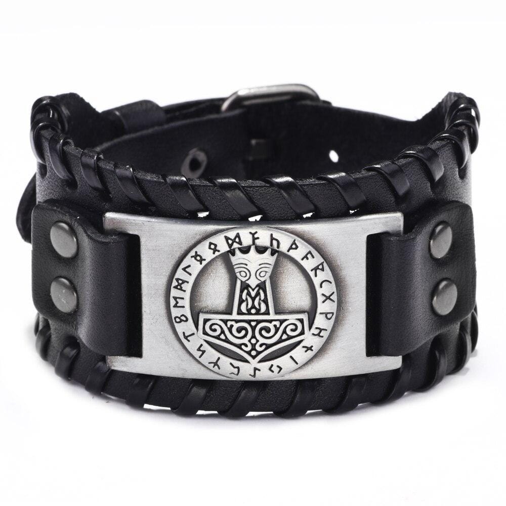 Bracelet de Force Runes Odin en Cuir - Mon Bracelet Homme