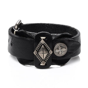 Bracelet de Force Sacre Templier en Cuir - Mon Bracelet Homme