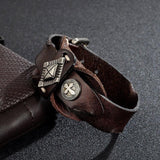 Bracelet de Force Sacre Templier en Cuir - Mon Bracelet Homme