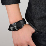 Bracelet de Force Sacre Templier en Cuir - Mon Bracelet Homme