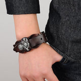 Bracelet de Force Sacre Templier en Cuir - Mon Bracelet Homme