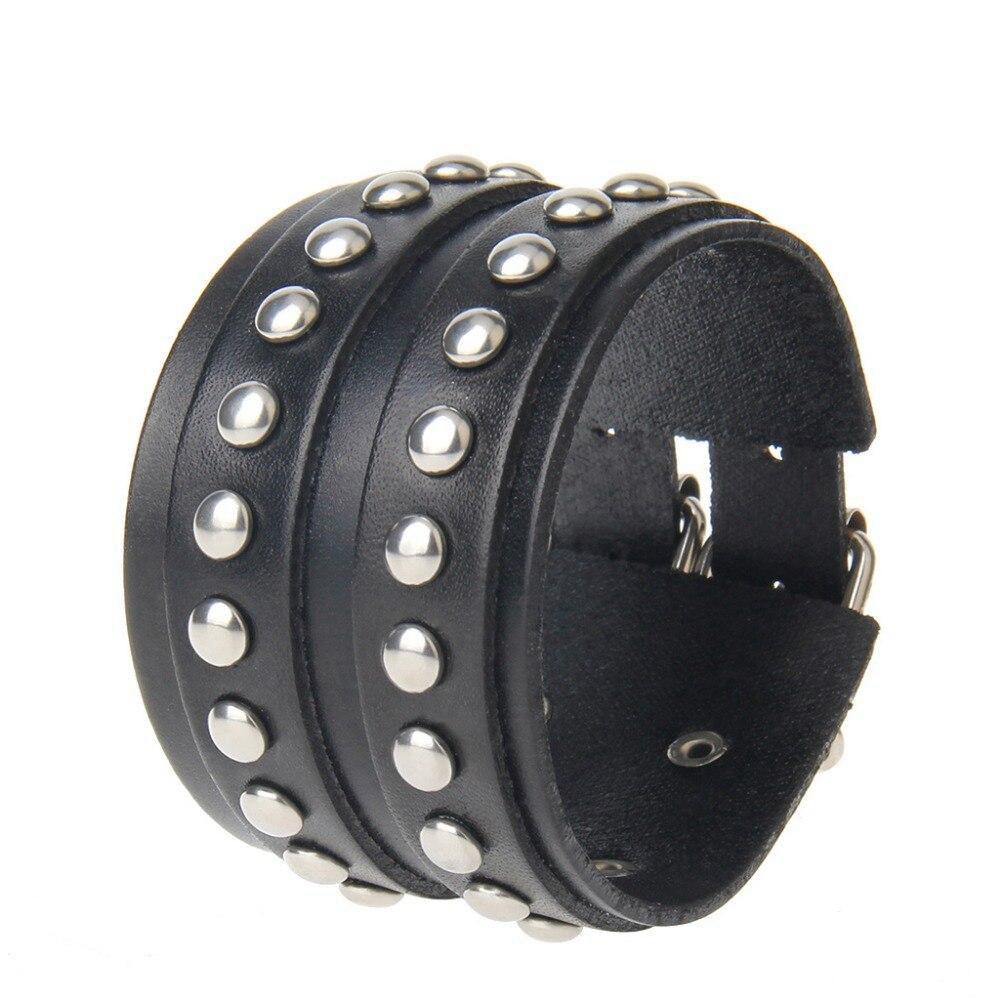 Bracelet de Force Sangle à Rivets Argentés en Cuir - Mon Bracelet Homme