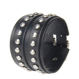 Bracelet de Force Sangle à Rivets Argentés en Cuir - Mon Bracelet Homme