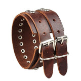 Bracelet de Force Sangle à Rivets Argentés en Cuir - Mon Bracelet Homme