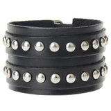Bracelet de Force Sangle à Rivets Argentés en Cuir - Mon Bracelet Homme