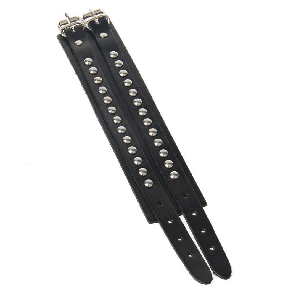 Bracelet de Force Sangle à Rivets Argentés en Cuir - Mon Bracelet Homme