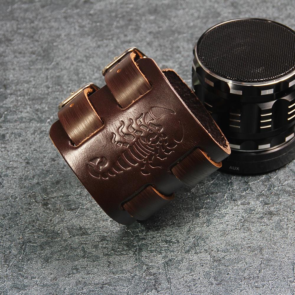 Bracelet de Force Scorpion en Cuir - Mon Bracelet Homme