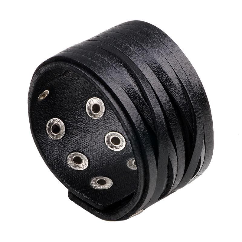 Bracelet de Force Solide Noir en Cuir - Mon Bracelet Homme