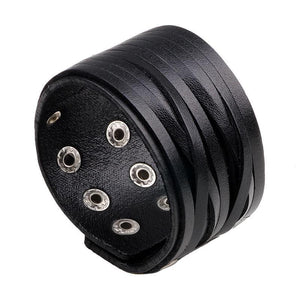 Bracelet de Force Solide Noir en Cuir - Mon Bracelet Homme