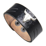 Bracelet de Force Tête de Buffle en Cuir