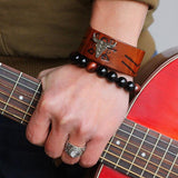 Bracelet de Force Tête de Buffle en Cuir - Mon Bracelet Homme