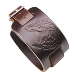 Bracelet de Force tête de Loup en Cuir