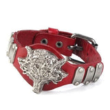 Bracelet de Force Tête de Loup en Cuir - Mon Bracelet Homme