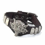 Bracelet de Force Tête de Loup en Cuir - Mon Bracelet Homme
