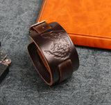 Bracelet de Force tête de Loup en Cuir - Mon Bracelet Homme