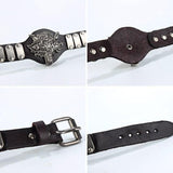 Bracelet de Force Tête de Loup en Cuir - Mon Bracelet Homme