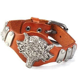Bracelet de Force Tête de Loup en Cuir - Mon Bracelet Homme