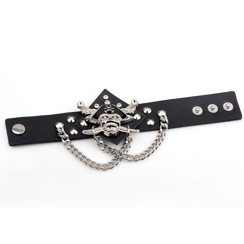Bracelet de Force tête de mort en Cuir - Mon Bracelet Homme