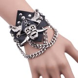 Bracelet de Force tête de mort en Cuir - Mon Bracelet Homme