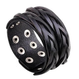 Bracelet de Force Tressé Noir en Cuir
