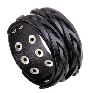 Bracelet de Force Tressé Noir en Cuir - Mon Bracelet Homme