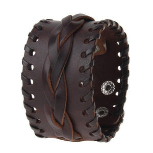 Bracelet de Force Tresse Vintage en Cuir - Mon Bracelet Homme