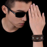 Bracelet de Force Triple Croix de Malte en Cuir - Mon Bracelet Homme