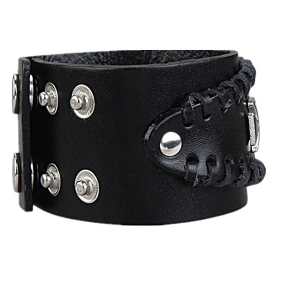 Bracelet de Force Triple Croix de Malte en Cuir - Mon Bracelet Homme
