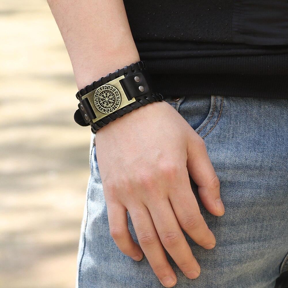 Bracelet de Force Viking Vegvisir en Cuir - Mon Bracelet Homme