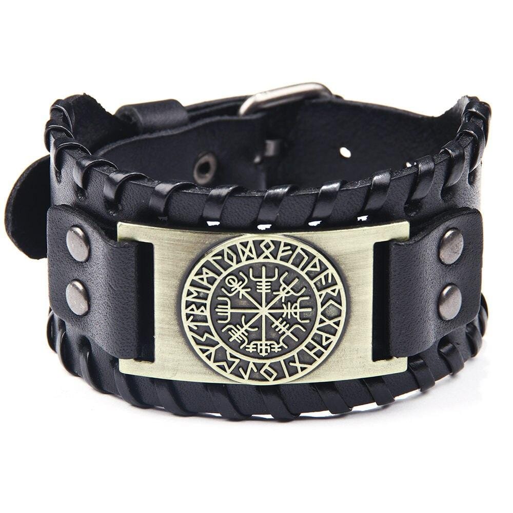 Bracelet de Force Viking Vegvisir en Cuir - Mon Bracelet Homme