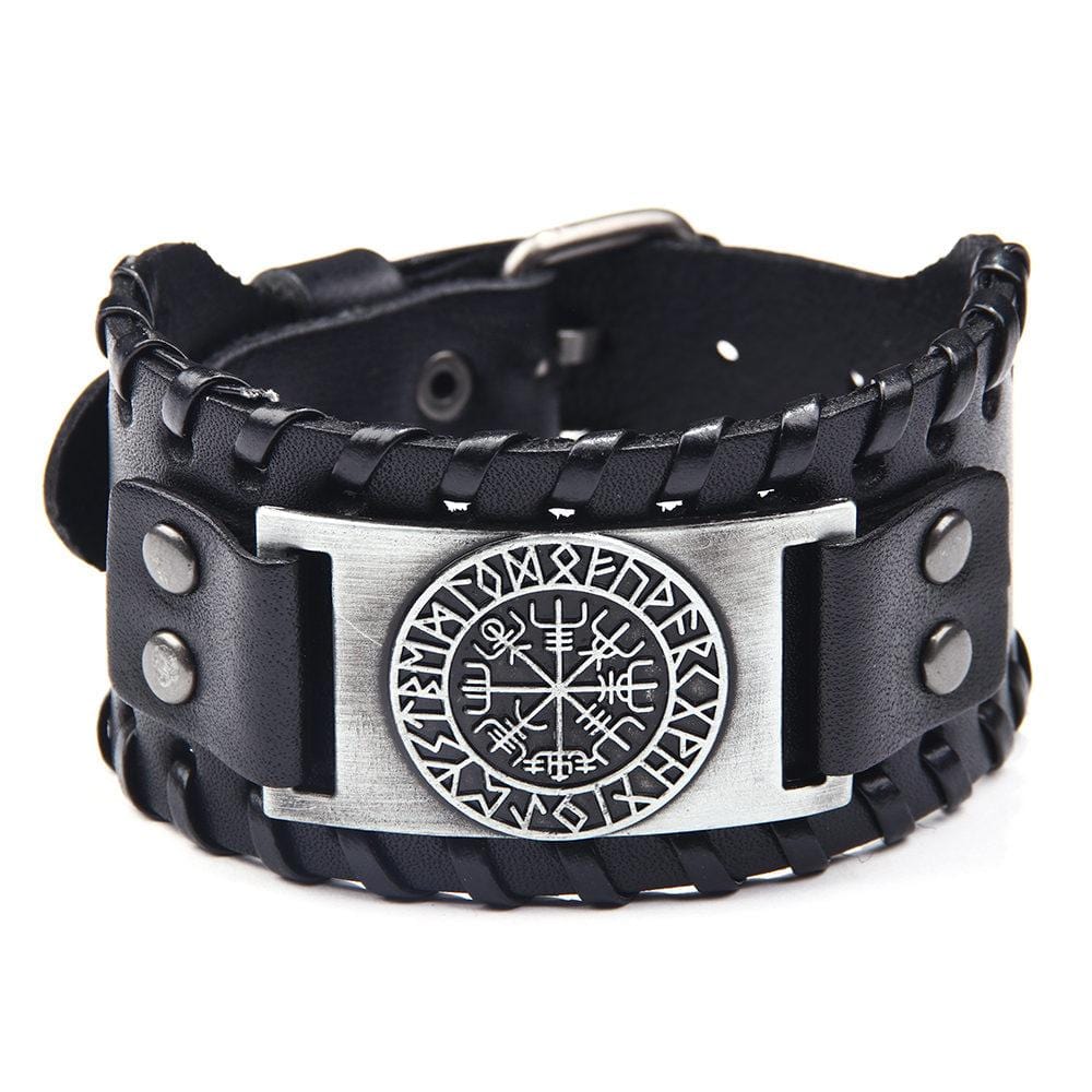 Bracelet de Force Viking Vegvisir en Cuir - Mon Bracelet Homme