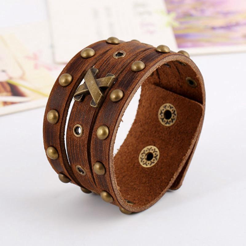 Bracelet de Force X Marron en Cuir - Mon Bracelet Homme