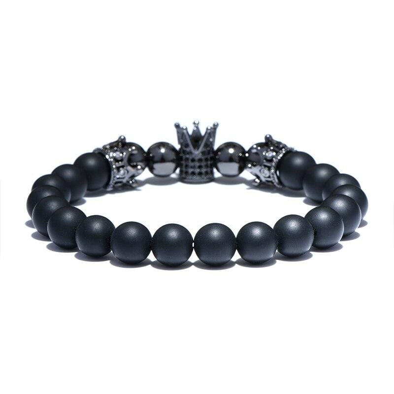 Bracelet de Perles avec Couronne Luxueuse - Mon Bracelet Homme
