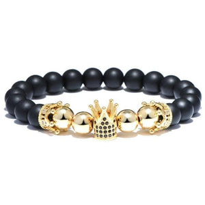 Bracelet de Perles avec Couronne Luxueuse - Mon Bracelet Homme
