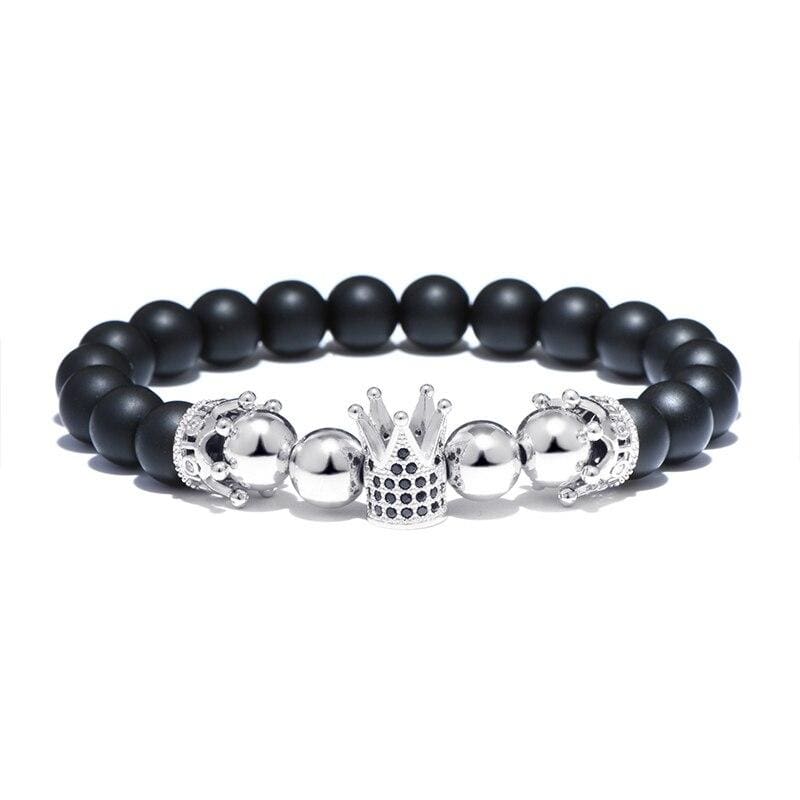 Bracelet de Perles avec Couronne Luxueuse - Mon Bracelet Homme
