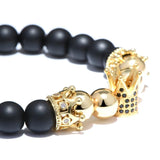 Bracelet de Perles avec Couronne Luxueuse - Mon Bracelet Homme