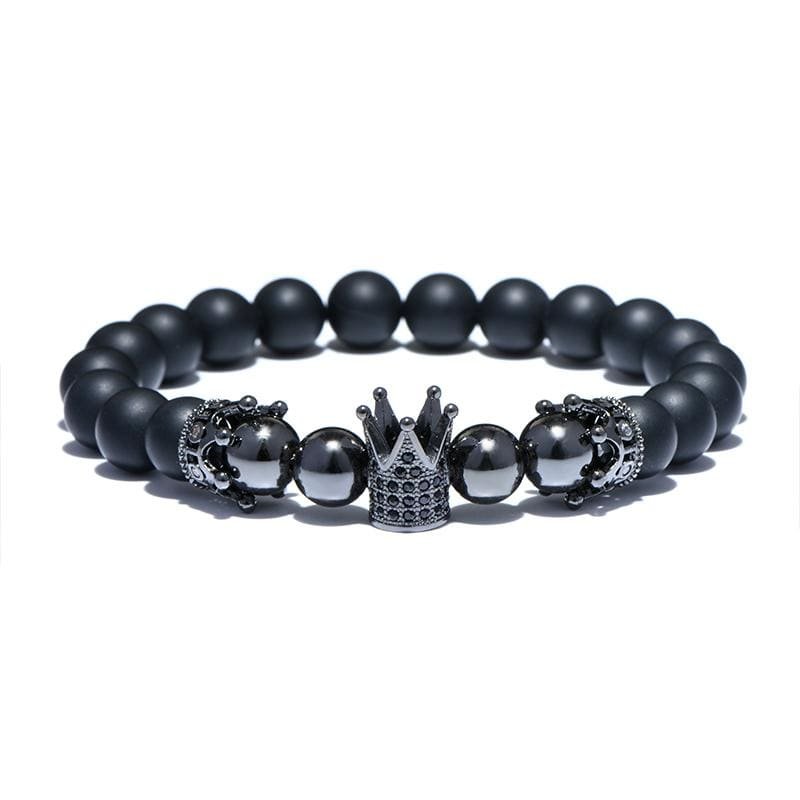 Bracelet de Perles avec Couronne Luxueuse - Mon Bracelet Homme