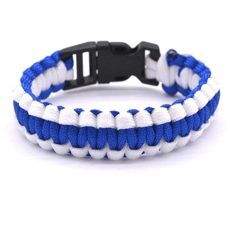 Bracelet de Survie Clipsable Paracorde Bleue et Blanche - Mon Bracelet Homme