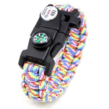 Bracelet de Survie Couleuré en Paracorde Tressée Avec Sifflet Boussole et Lumière Gatlin