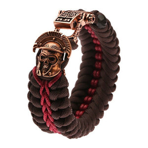 Bracelet de Survie en Paracorde Avec Tête de Mort et Casque de Gladiateur Ali - Mon Bracelet Homme